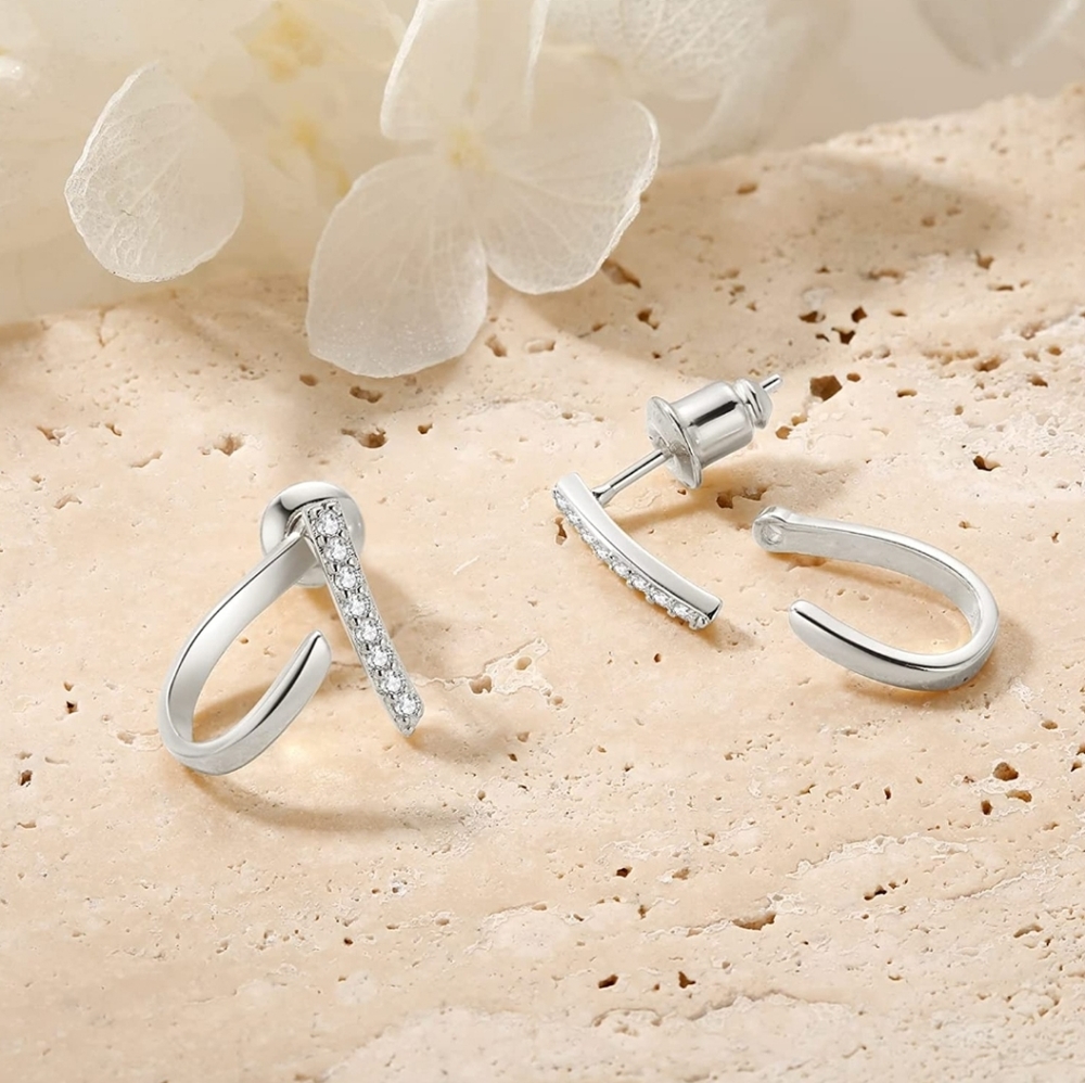 Jadefy 18K Gold Plated 925 Sterling Silver Post Hoop Earrings